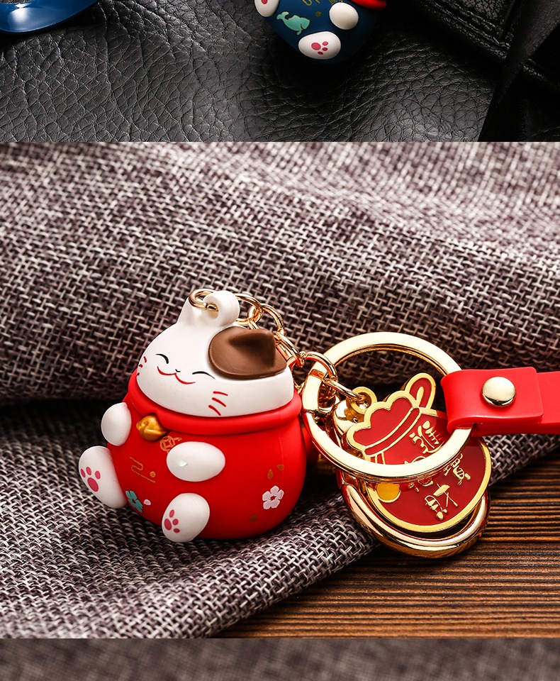 汽车钥匙扣挂件招财猫车钥匙挂绳男女个性创意车钥匙链背包挂件