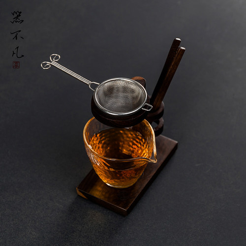 黑檀木易泡茶架茶漏架滤茶架 懒人过滤网架泡茶公道杯搭档茶漏架_7折
