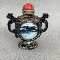 Ten-product gift gems do old antiques Miscellaneous pure copper exquisite with spoon landscape snuff bottle double-sided ornaments