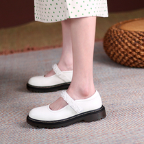 Genuine Leather Mary Rare Shoes Woman Summer 2021 New Jk Uniform Shoes Day Ensemble Retro College Wind Round Head Thick Leather Shoes