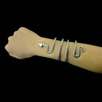 Vintage bracelet serpentine bracelet wearing arm cuffs Europe and the United States fashion exaggerated Zodiac snake bone bracelet silver jewelry