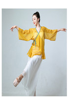 Classical dancer body rhyme yarn dress practice suit Elegant Chinese style modern dance performance top clothing Fairy suit