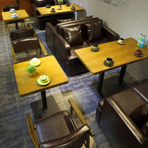Retro Cafe Milk Tea Shop Water Bar Sofa Western Restaurant Bar Double Leisure Bar Sofa Card Seat Table and Chair Combination
