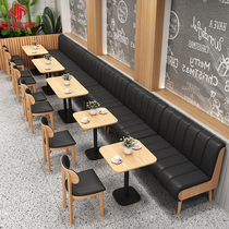 Simple theme restaurant milk tea shop against the wall card seat sofa cafe dessert snack food restaurant table and chair combination