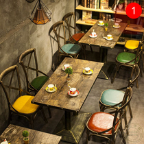 Retro wrought iron restaurant table and chair combination bar cafe theme restaurant hot pot restaurant barbecue restaurant table and chairs