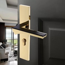 Black golden door lock magnetic suction American light luxury silent indoor bedroom door simple solid wood split silent bright golden door