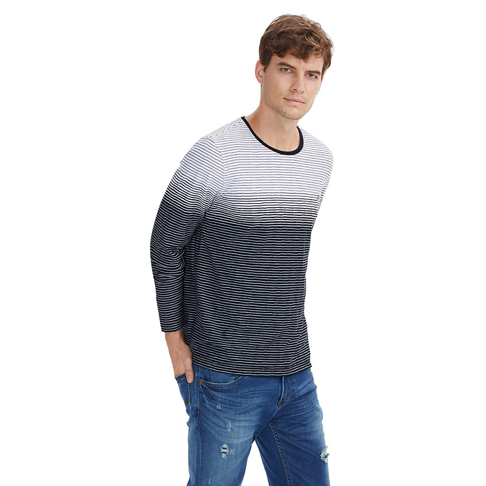 hushpuppies暇步士 秋季 男士圆领全棉提花套头t恤|pc-26569