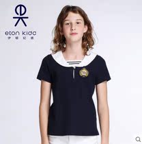 Eaton Guild school uniforms short sleeves T-shirt navy collar childrens Inlan short sleeve blouses summer new pint 15T210