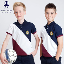 Eaton Gide school uniform class uniforms for boys and girls short-sleeved T-shirt Zhongdong color lapel polo shirt 14T009