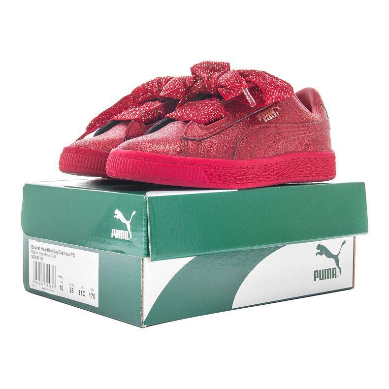 puma彪马basket heart holiday glam运动鞋女小童2018冬休闲鞋冬