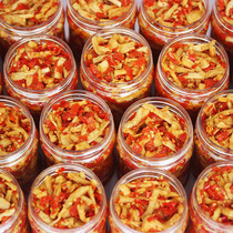 Hunan farmhouse spicy radish strips are simply spicy pickles and Rice appetizers.