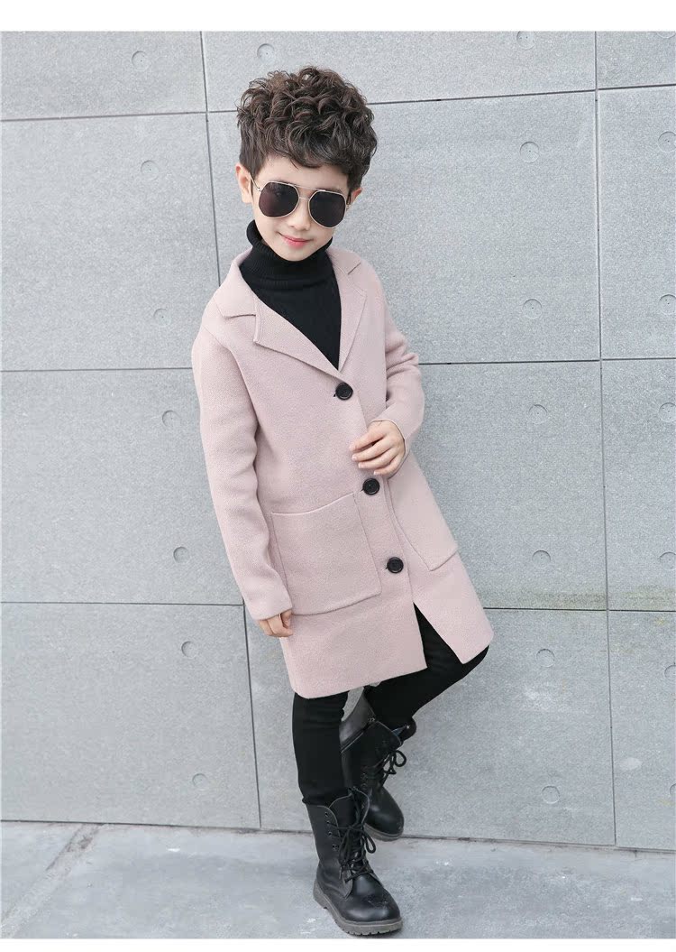 男童风衣外套中长款儿童毛衣针织开衫中大童大衣2017秋鼕新款潮