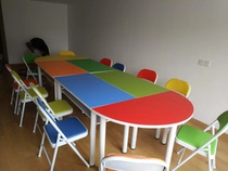 Manufacturer Desk Furniture Chair Meeting Table Kids Kindergarten Color Desk Reading Room Reading Table Oval