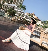 Japan and South Korea Bali beach dress female summer Bohemian national style seaside vacation photo suspender dress backless thin