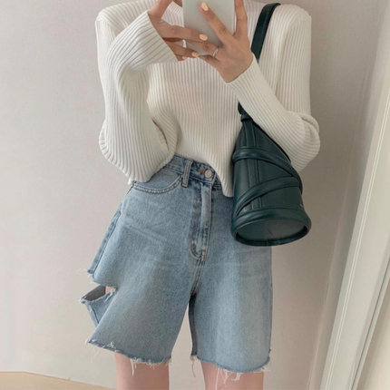 Summer retro fitted design denim skirt, shorts, trousers, Korean style, bright catchy style