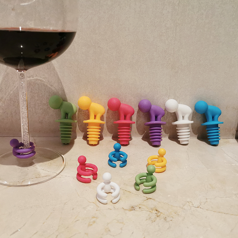 Silicone Red Wine Cork Home Seal Outdoor Wedding Party Champagne Wine Cup Mark Logo don't suit