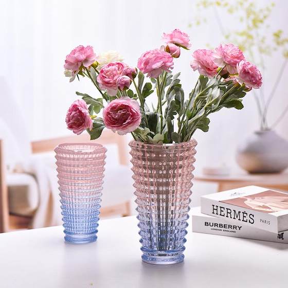 Nordic light luxury high-end crystal glass vase large diameter flowers and green plants home hotel flower arrangement flower arrangement ornaments Nordic light luxury high-end crystal glass vase large diameter flowers and green plants home hotel flower arrangement flower arrangement ornaments