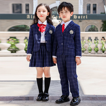 Childrens British plaid suit uniform dress four-piece kindergarten spring and autumn garden uniform primary school uniforms