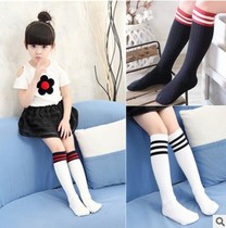 School uniforms Socks Socks childrens black and white striped chun mian wa xue sheng wa motion high stretch socks