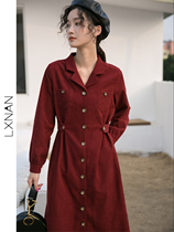 Deer South autumn red skirt New Year dress women 2021 autumn winter base skirt annual meeting waist red skirt