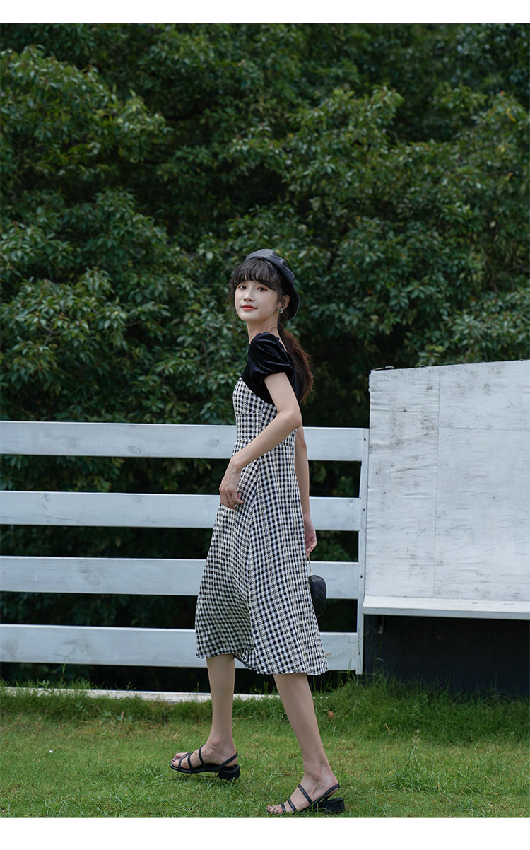 【鹿向南7月6日10点上新】黑白格子连衣裙_美美服饰79mmfs7128 - 货
