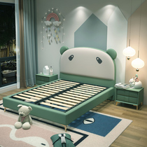 Solid Wood Net Red childrens bed boy single bed modern light luxury leather bed creative cartoon bed one meter two bed