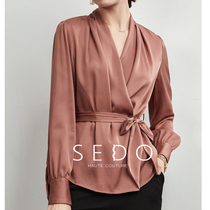 2021 autumn ladies silk long sleeve commuter slim ol style temperament high quality Couture shirt