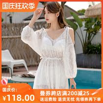 Swimsuit Womens Summer Split Skirt Three-Piece Hot Spring Conservative Cover Belly Skinny Size 2021 New Swimsuit