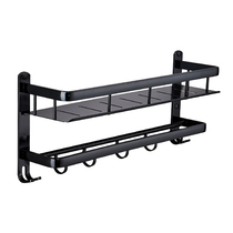 Punch-free black washroom bathroom rack toilet storage rack bathroom storage wall hanging toilet shelf