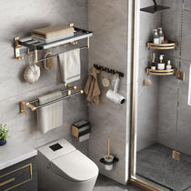 Black gold space aluminum towel rack toilet non-punch folding towel rack bathroom rack bathroom pendant
