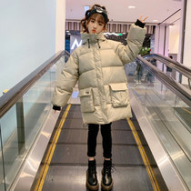Girls cotton-padded winter 2021 new foreign-style girl jacket long warm cotton-padded jacket childrens down cotton jacket