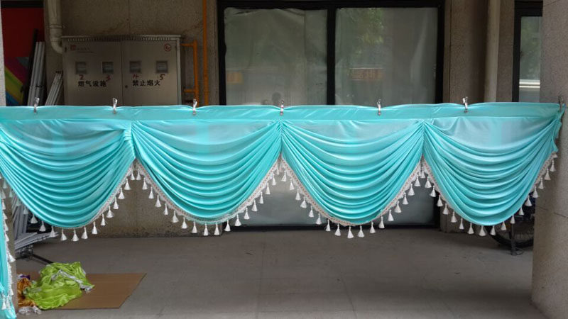 婚庆纱幔波浪头新款扶手波浪纱幔造型背景订做布缦定制婚庆幔头_双氙