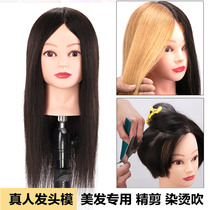 Full real hair dummy head mold can be scalded hair perm dyeing hair salon special hair model pure hair model head
