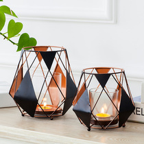 Nordic romantic butterfly love flower candlestick ornaments American creative retro dining table Living room Wrought iron glass candle cup