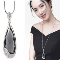South Koreas new Crystal sweater chain accessories Diamond big water drop pendant long Net red necklace female Joker decorations