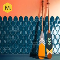 Last home ins Net red peacock feather brick Nordic restaurant bar tile toilet fan-shaped background wall