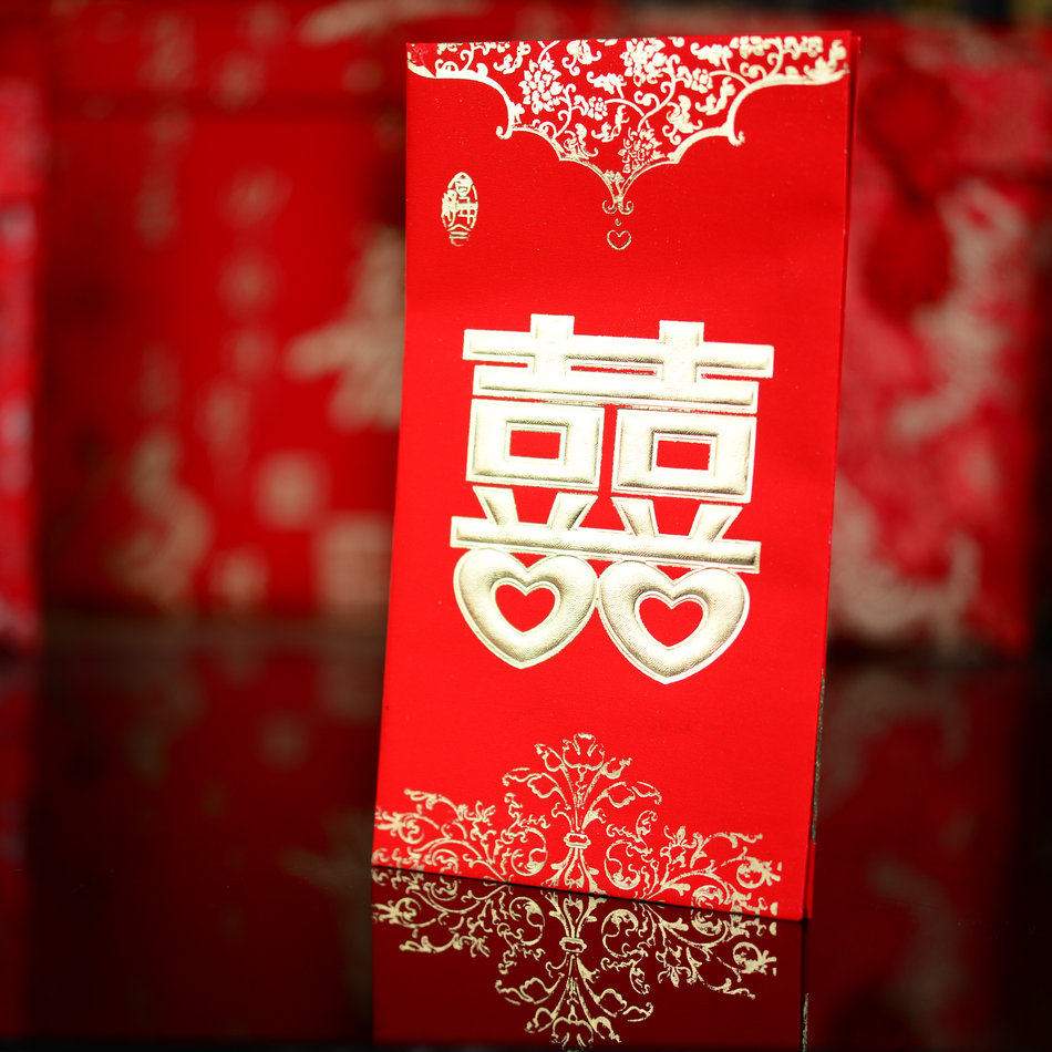 新品超值促销囍婚庆喜庆囍结婚高档红包卡通烫金浮雕软面百元平放