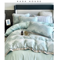 Nordic style light luxury high-end Tencel four-piece set Ice silk naked sleep Silk Smooth cool feeling American bed sheet duvet cover Bedding