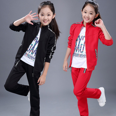 Girls suits autumn 2017 new spring and autumn children two-piece fashion girls in large children's sportswear children's clothing