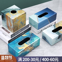 American light luxury wind tissue box decoration tea table napkin box Household living room glass paper box Table paper box