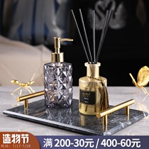 Bathroom decoration ornaments Home model room Light luxury bathroom Marbled rectangular tray Household European-style