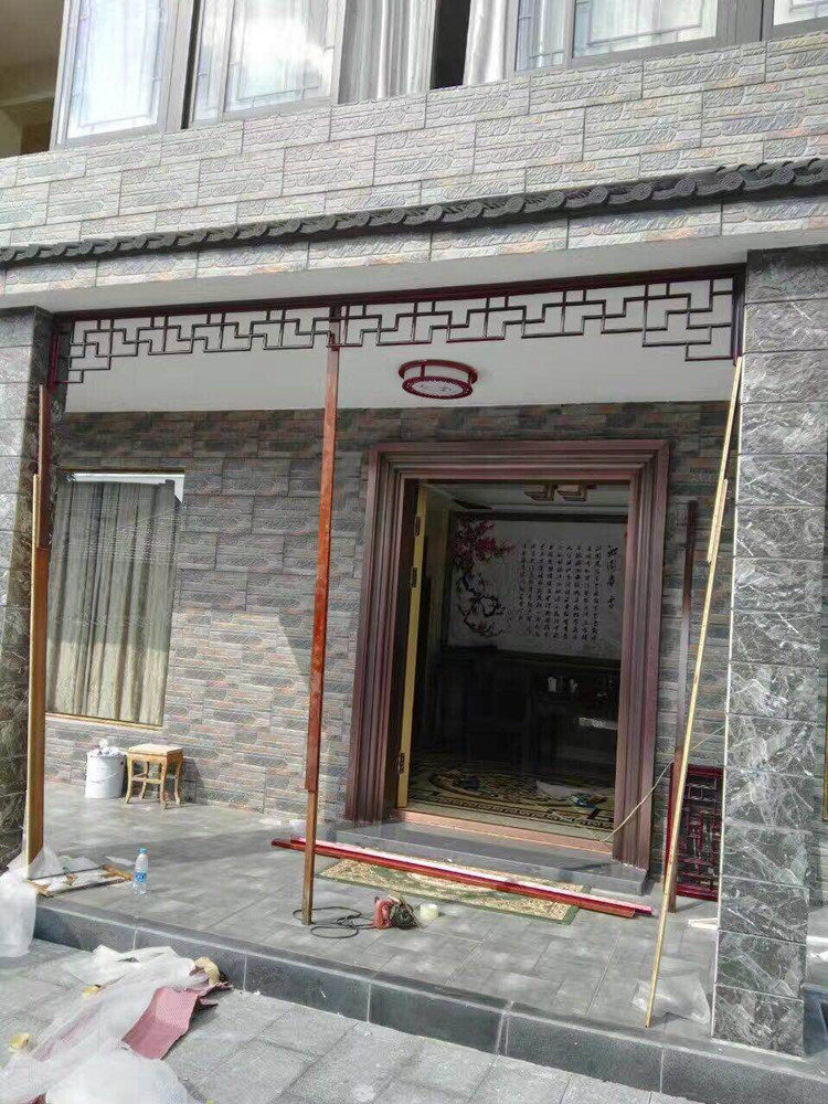 仿古花格实木挂落门楣中式门头 雕花背景墙 木雕门窗隔断吊顶定制