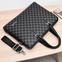 Panda Mens Hand Cross Section Casual Business Briefcase Computer Bag Zipped Plaid Men Bag Single Shoulder Diagonal Satchel