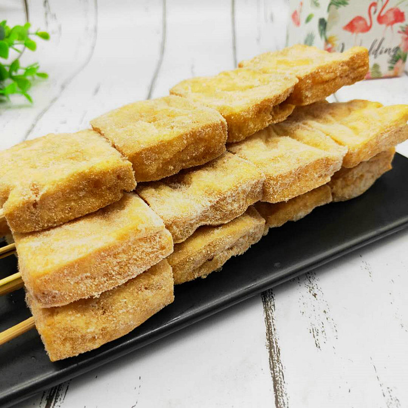 武汉风味臭豆腐串 冷冻油炸小吃半成品油豆腐串 烧烤素食铁板食材