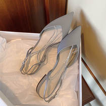 2021 Summer new small ck sandals women late evening wind flat-bottomed shoes Water drill method Pointed Women Shoes Single Shoe Tide