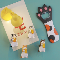 Kitty Fridge Post Drinking Little Cat Magnetic Stickup Cute Cartoon Entrance Door Home Decoration 3D Solid Suction Iron Stone