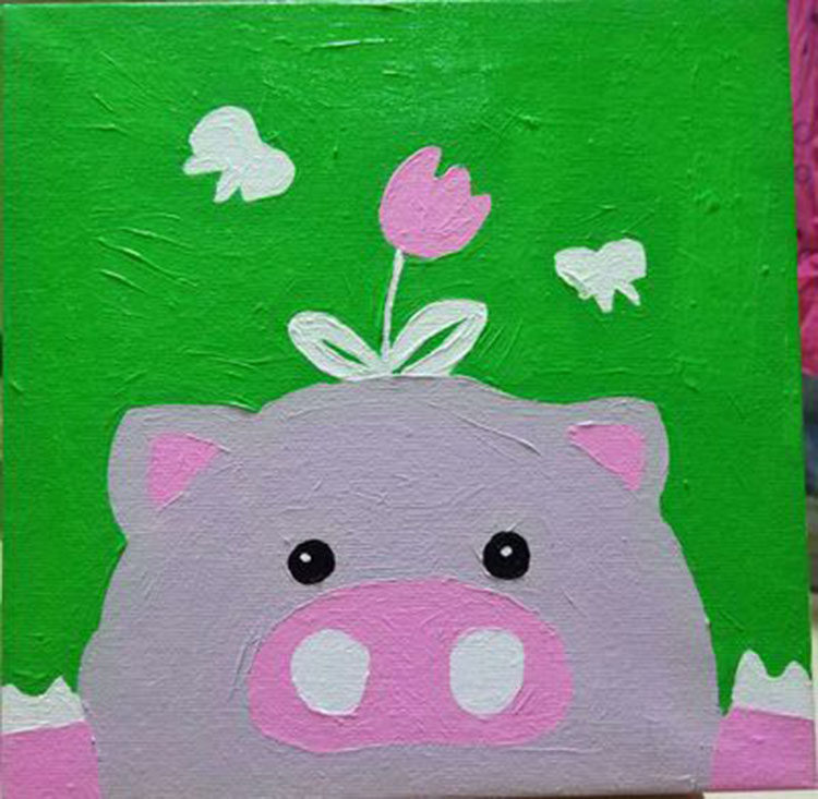 diy数字油画油彩画 儿童填色画 圣诞节卡通益智手绘小猪佩奇20x20