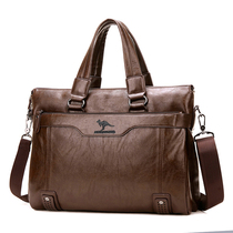 English Fig Kangaroo Male Bag Crosswalk Handbag Men Business Soft Leather Single Shoulder Diagonal Satchel Soft Leather Casual Bag Briefcase briefcase