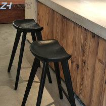 Nordic solid wood bar chair bar table chair bar stool home personality creative black art high chair high foot stool