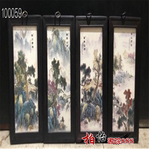 Porcelain plate painting small hanging screen four-screen painting modern bedroom decoration painting new Chinese porcelain plate painting mural painting gift
